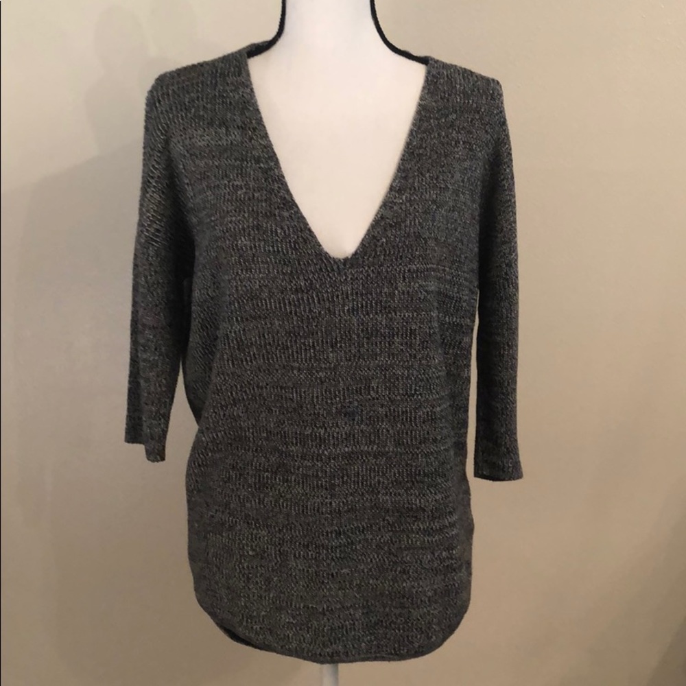 Gray low v neck sweater